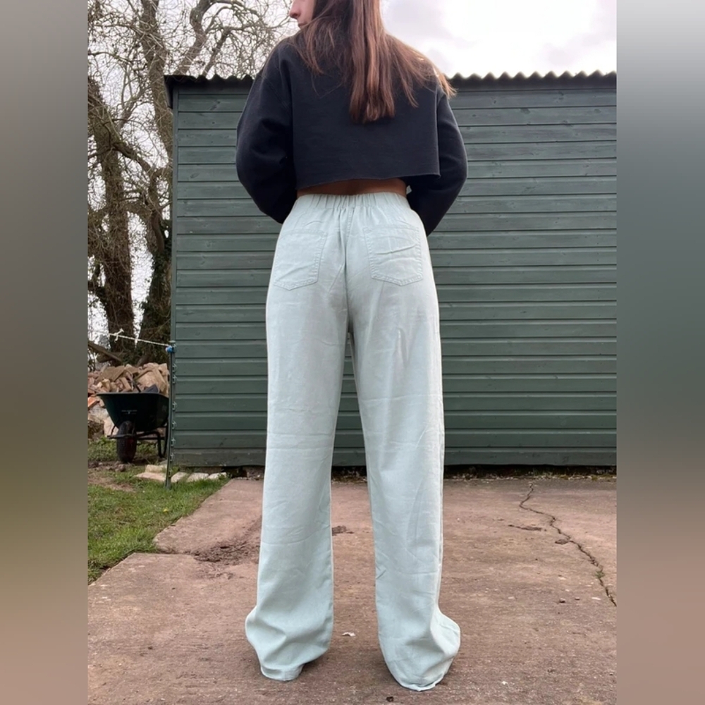 Wide Leg Drawstring Pants - Light Mint - image 6